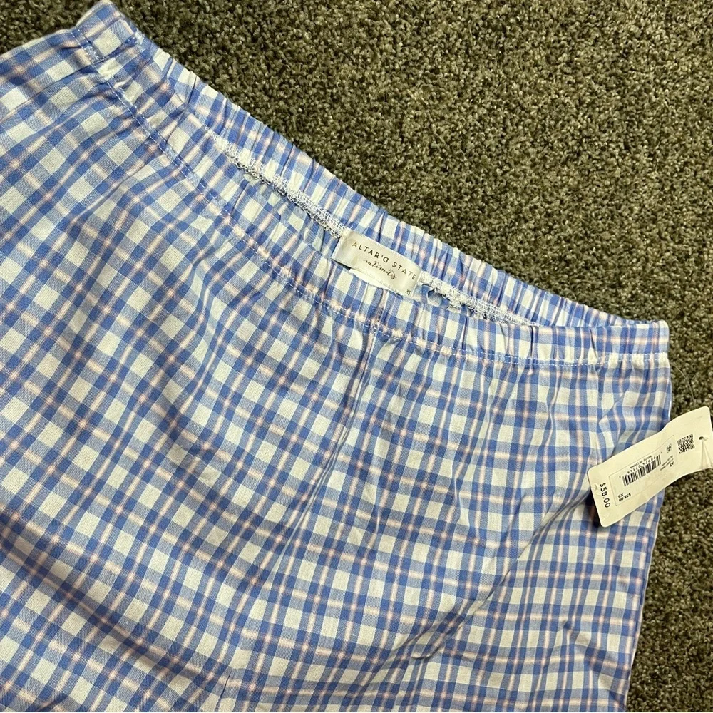 Altar'd State Blue Checkered Wide Leg Pants - Picture 5 of 5